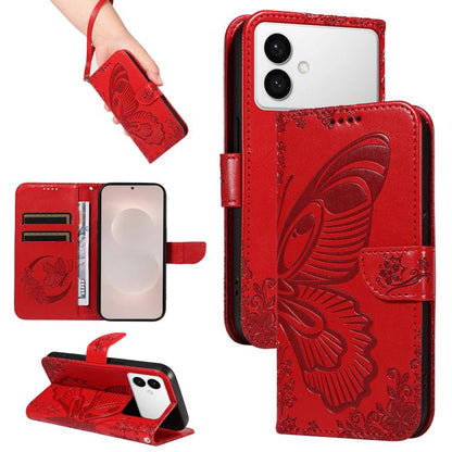 Swallowtail Butterfly Embossed Leather Phone Case, For Samsung Galaxy S26+ 5G, For Samsung Galaxy S26 Edge 5G, For Samsung Galaxy S26 Ultra 5G, For Samsung Galaxy S26 5G