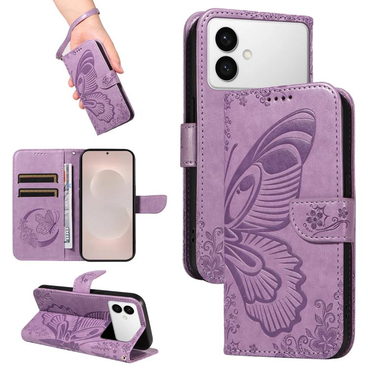 Swallowtail Butterfly Embossed Leather Phone Case, For Samsung Galaxy S26+ 5G, For Samsung Galaxy S26 Edge 5G, For Samsung Galaxy S26 Ultra 5G, For Samsung Galaxy S26 5G