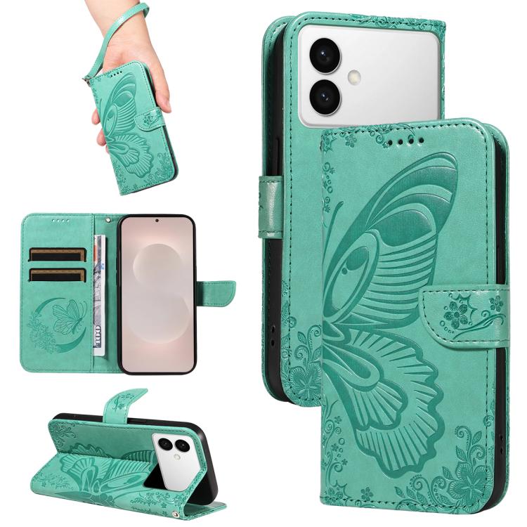 Swallowtail Butterfly Embossed Leather Phone Case, For Samsung Galaxy S26 Edge 5G, For Samsung Galaxy S26 Ultra 5G, For Samsung Galaxy S26 Pro 5G, For Samsung Galaxy S25 FE 5G