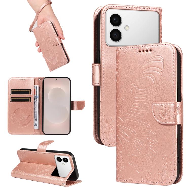 Swallowtail Butterfly Embossed Leather Phone Case, For Samsung Galaxy S26 Edge 5G, For Samsung Galaxy S26 Ultra 5G, For Samsung Galaxy S26 Pro 5G, For Samsung Galaxy S25 FE 5G