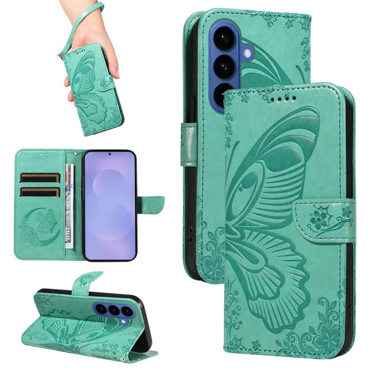 Swallowtail Butterfly Embossed Leather Phone Case, For Samsung Galaxy S26 Edge 5G, For Samsung Galaxy S26 Ultra 5G, For Samsung Galaxy S26 Pro 5G, For Samsung Galaxy S25 FE 5G