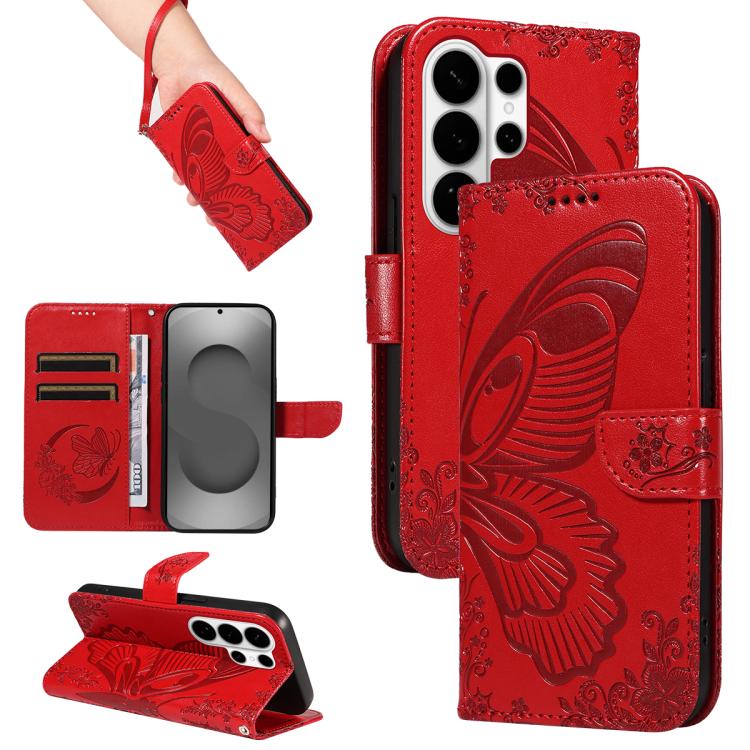 Swallowtail Butterfly Embossed Leather Phone Case, For Samsung Galaxy S26+ 5G, For Samsung Galaxy S26 Edge 5G, For Samsung Galaxy S26 Ultra 5G, For Samsung Galaxy S26 5G