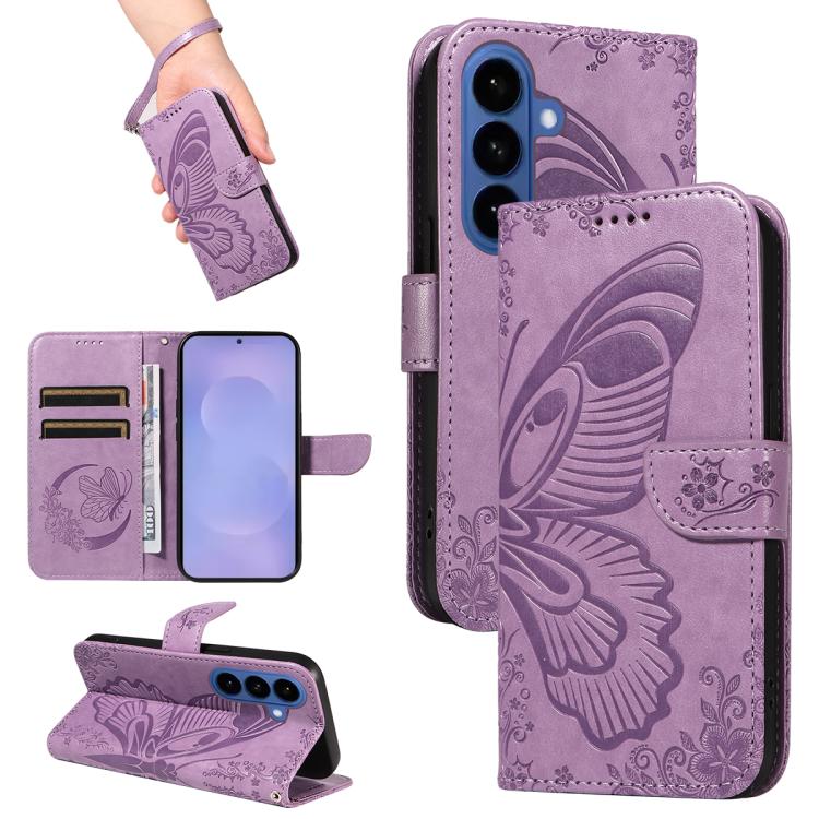 Swallowtail Butterfly Embossed Leather Phone Case, For Samsung Galaxy S26+ 5G, For Samsung Galaxy S26 Edge 5G, For Samsung Galaxy S26 Ultra 5G, For Samsung Galaxy S26 5G