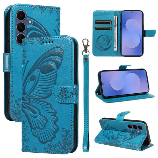 Swallowtail Butterfly Embossed Leather Phone Case, For Galaxy S26 FE 5G, For Galaxy S26+ 5G, For Galaxy S26 Edge 5G, For Galaxy S26 Ultra 5G