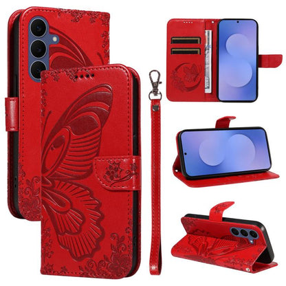 Swallowtail Butterfly Embossed Leather Phone Case, For Galaxy S26 FE 5G, For Galaxy S26+ 5G, For Galaxy S26 Edge 5G, For Galaxy S26 Ultra 5G