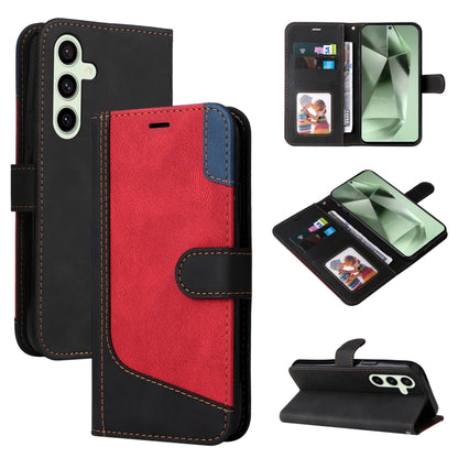 Three Color Splicing Leather Phone Case, For Samsung Galaxy S24 FE 5G