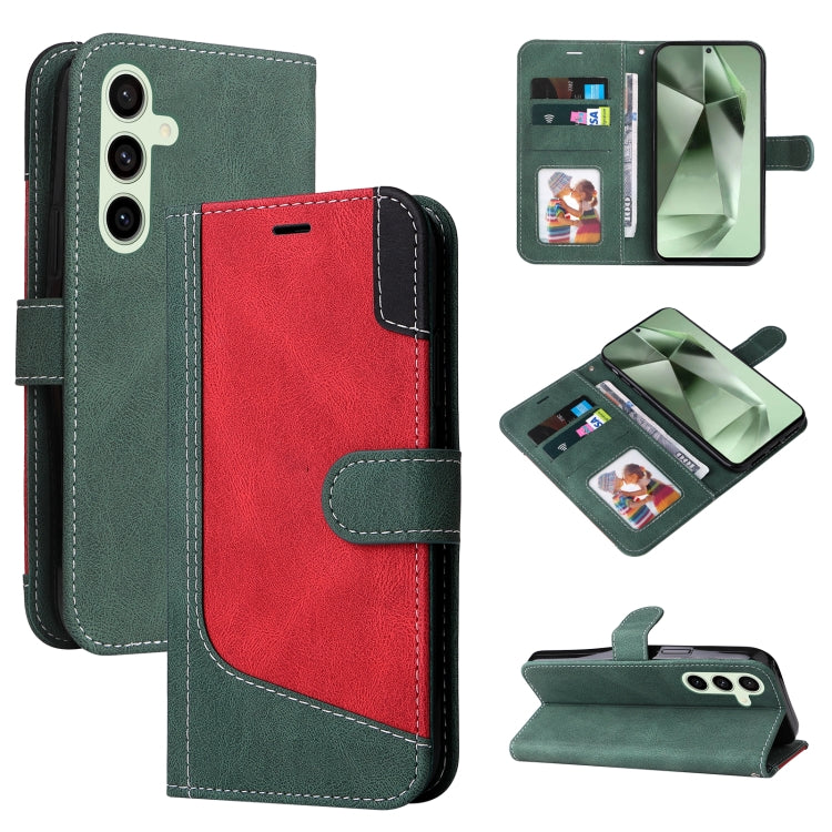 Three Color Splicing Leather Phone Case, For Samsung Galaxy S24 FE 5G