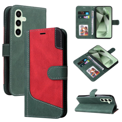 Three Color Splicing Leather Phone Case, For Samsung Galaxy S24 FE 5G