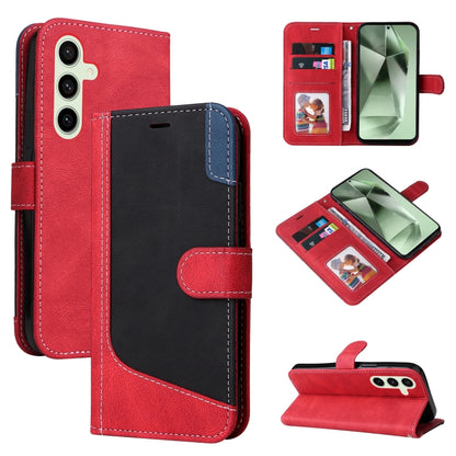 Three Color Splicing Leather Phone Case, For Samsung Galaxy S24 FE 5G