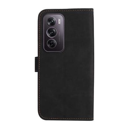 Three Color Splicing Leather Phone Case, For OPPO Reno12 Pro 5G Global, For OPPO Reno12 5G Global