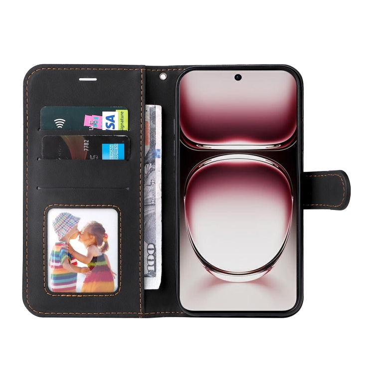 Three Color Splicing Leather Phone Case, For OPPO Reno12 Pro 5G Global, For OPPO Reno12 5G Global