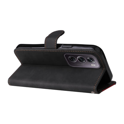 Three Color Splicing Leather Phone Case, For OPPO Reno12 Pro 5G Global, For OPPO Reno12 5G Global