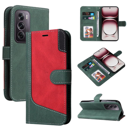 Three Color Splicing Leather Phone Case, For OPPO Reno12 Pro 5G Global, For OPPO Reno12 5G Global