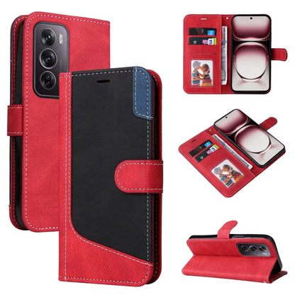 Three Color Splicing Leather Phone Case, For OPPO Reno12 Pro 5G Global, For OPPO Reno12 5G Global