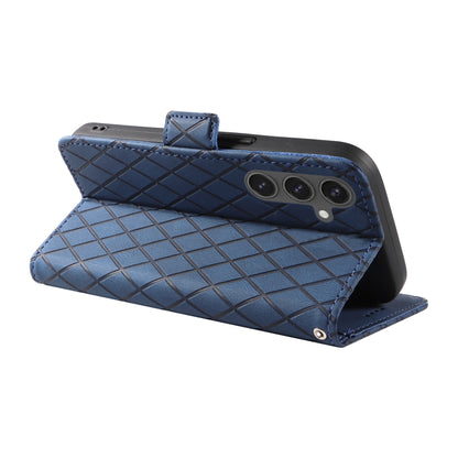 Dual-color Rhombic Lattice Leather Phone Case, For Samsung Galaxy S24 FE 5G