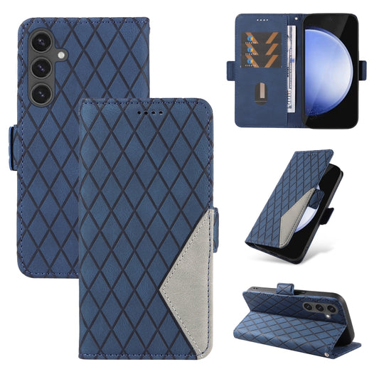 Dual-color Rhombic Lattice Leather Phone Case, For Samsung Galaxy S24 FE 5G