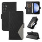 Dual-color Rhombic Lattice Leather Phone Case, For Samsung Galaxy S24 FE 5G