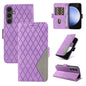 Dual-color Rhombic Lattice Leather Phone Case, For Samsung Galaxy S24 FE 5G
