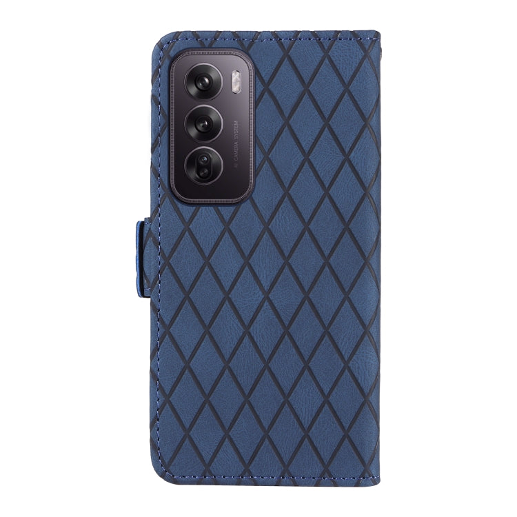 Dual-color Rhombic Lattice Leather Phone Case, For OPPO Reno12 Pro 5G Global, For OPPO Reno12 5G Global