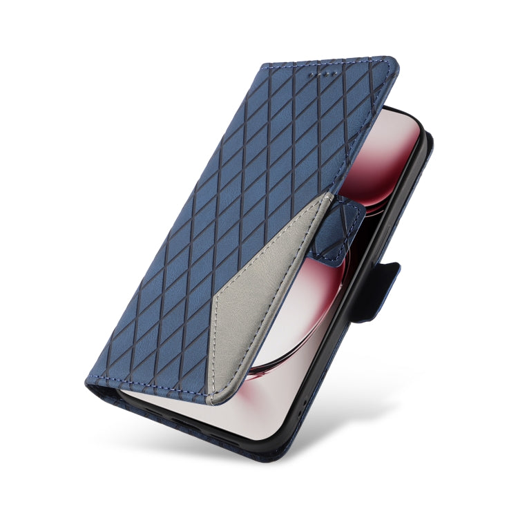 Dual-color Rhombic Lattice Leather Phone Case, For OPPO Reno12 Pro 5G Global, For OPPO Reno12 5G Global