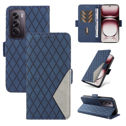 Dual-color Rhombic Lattice Leather Phone Case, For OPPO Reno12 Pro 5G Global, For OPPO Reno12 5G Global