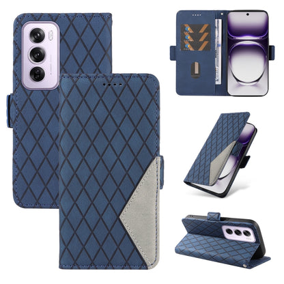 Dual-color Rhombic Lattice Leather Phone Case, For OPPO Reno12 Pro 5G Global, For OPPO Reno12 5G Global
