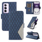 Dual-color Rhombic Lattice Leather Phone Case, For OPPO Reno12 Pro 5G Global, For OPPO Reno12 5G Global