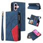 Dual-color 9 Card Slots Zipper Wallet Leather Phone Case, For iPhone 16
