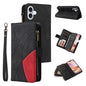 Dual-color 9 Card Slots Zipper Wallet Leather Phone Case, For iPhone Air, For iPhone 16 Pro Max, For iPhone 16 Pro, For iPhone 16 Plus
