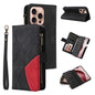 Dual-color 9 Card Slots Zipper Wallet Leather Phone Case, For iPhone Air, For iPhone 16 Pro Max, For iPhone 16 Pro, For iPhone 16 Plus