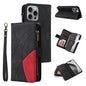 Dual-color 9 Card Slots Zipper Wallet Leather Phone Case, For iPhone Air, For iPhone 16 Pro Max, For iPhone 16 Pro, For iPhone 16 Plus