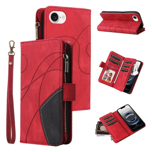 Dual-color 9 Card Slots Zipper Wallet Leather Phone Case, For iPhone 17e / 16e, For iPhone 17 Pro Max, For iPhone 17 Pro, For iPhone 17