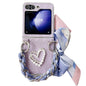 Diamond Square 3D Heart Pattern Full Coverage Phone Case with Scarf / Bracelet, For Samsung Galaxy Z Flip6 / Flip7 FE, For Samsung Galaxy Z Fold5, For Samsung Galaxy Z Flip5, For Samsung Galaxy Z Fold4