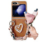 Diamond Square 3D Heart Pattern Full Coverage Phone Case with Scarf / Bracelet, For Samsung Galaxy Z Flip6 / Flip7 FE, For Samsung Galaxy Z Fold5, For Samsung Galaxy Z Flip5, For Samsung Galaxy Z Fold4