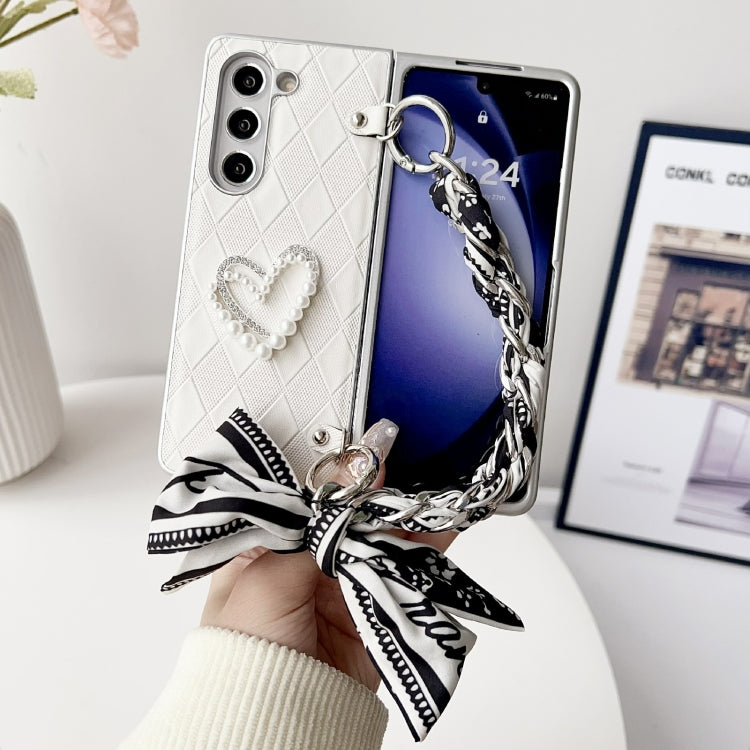 Diamond Square 3D Heart Pattern Full Coverage Phone Case with Scarf / Bracelet