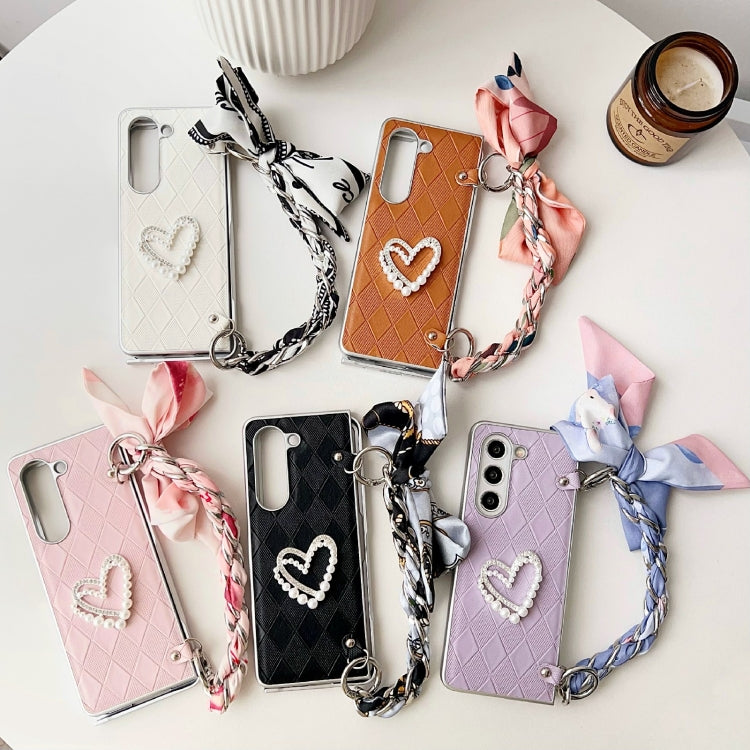 Diamond Square 3D Heart Pattern Full Coverage Phone Case with Scarf / Bracelet