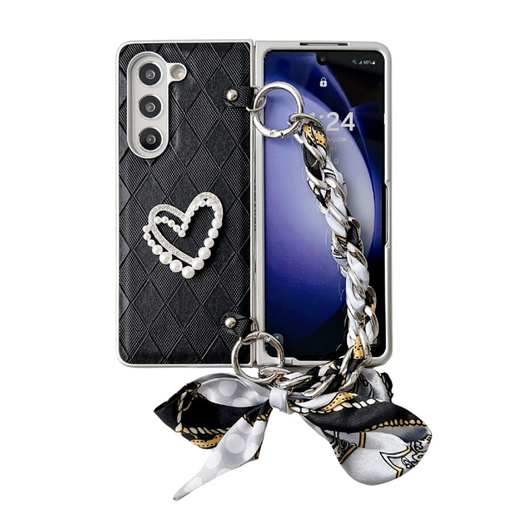 Diamond Square 3D Heart Pattern Full Coverage Phone Case with Scarf / Bracelet