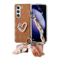 Diamond Square 3D Heart Pattern Full Coverage Phone Case with Scarf / Bracelet