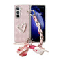 Diamond Square 3D Heart Pattern Full Coverage Phone Case with Scarf / Bracelet