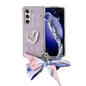 Diamond Square 3D Heart Pattern Full Coverage Phone Case with Scarf / Bracelet