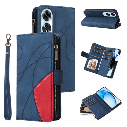Dual-color 9 Card Slots Zipper Wallet Leather Phone Case, For OPPO Reno12 5G Global, For OPPO A60 4G