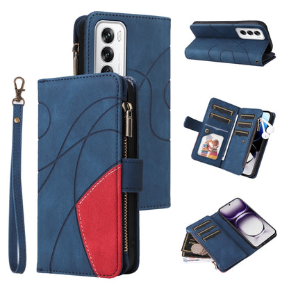 Dual-color 9 Card Slots Zipper Wallet Leather Phone Case, For OPPO Reno12 5G Global, For OPPO A60 4G