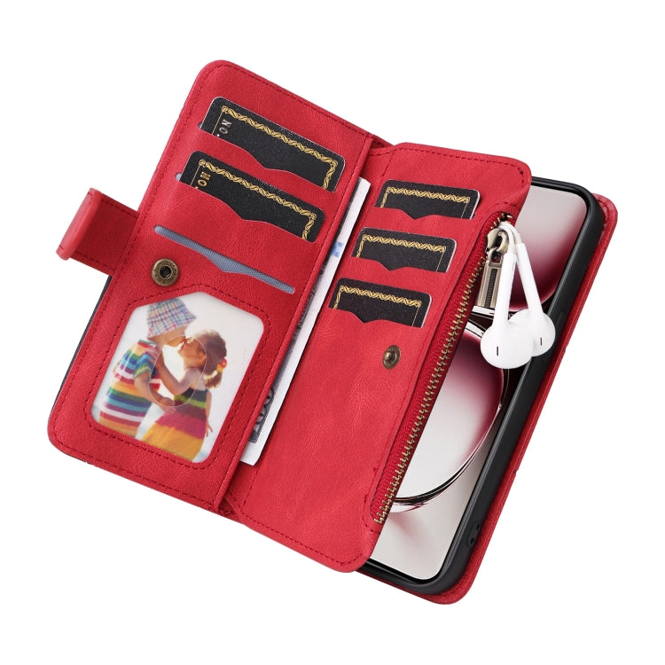 Dual-color 9 Card Slots Zipper Wallet Leather Phone Case, For OPPO Reno12 Pro Global, For OPPO Reno12 5G Global, For OPPO A60 4G