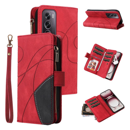 Dual-color 9 Card Slots Zipper Wallet Leather Phone Case