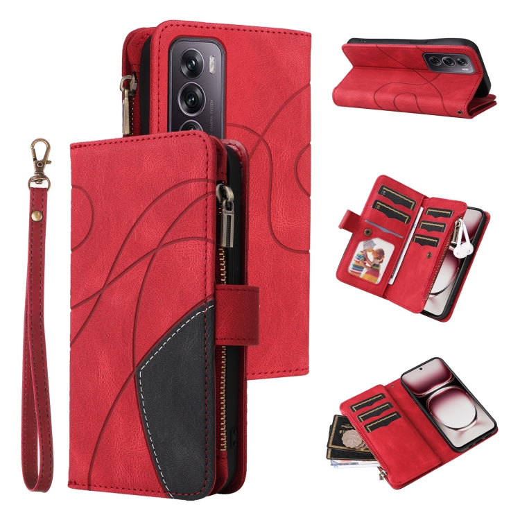 Dual-color 9 Card Slots Zipper Wallet Leather Phone Case, For OPPO Find X9 Ultra 5G, For OPPO Reno12 F 5G Global, For OPPO A3 Pro 5G / A3 Pro India, For OPPO Reno12 Pro Global