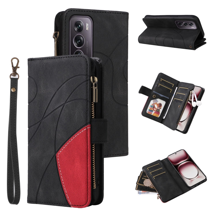 Dual-color 9 Card Slots Zipper Wallet Leather Phone Case