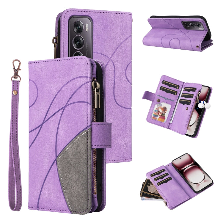 Dual-color 9 Card Slots Zipper Wallet Leather Phone Case