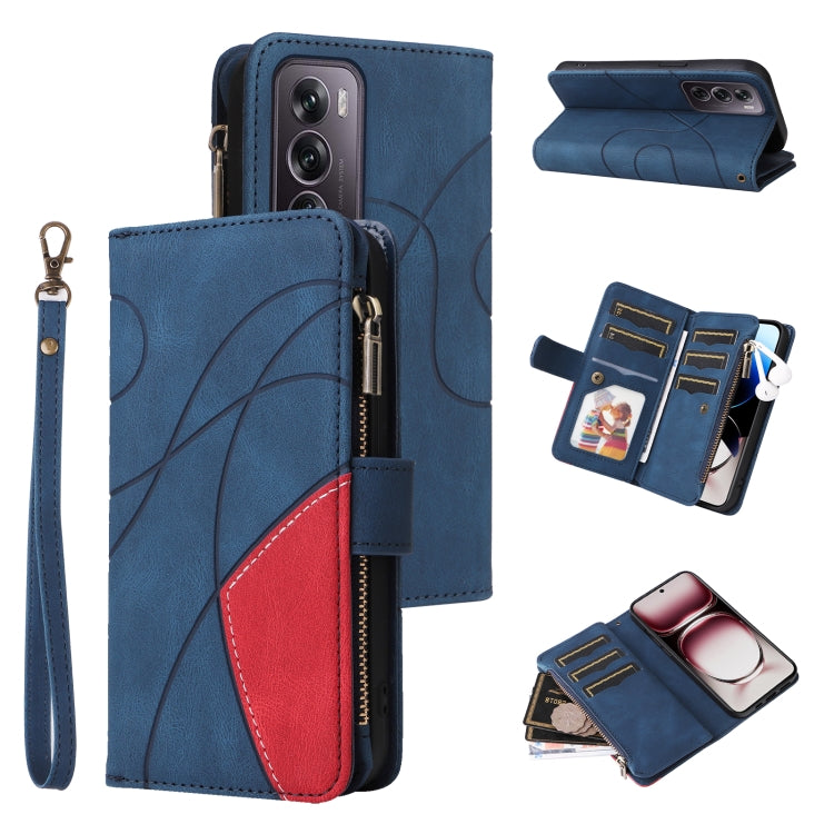 Dual-color 9 Card Slots Zipper Wallet Leather Phone Case