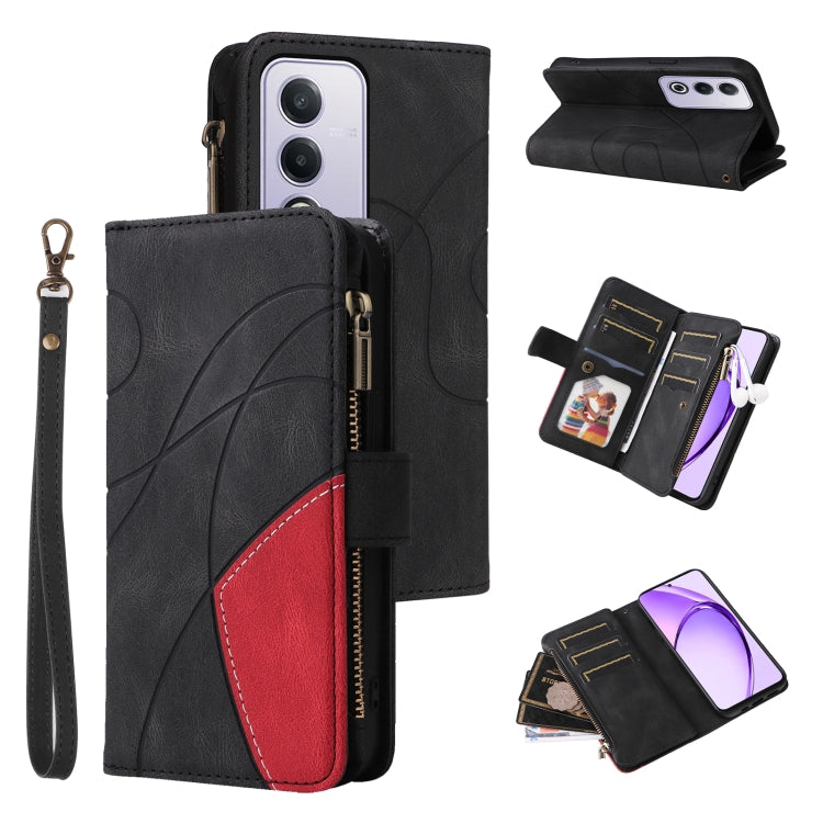 Dual-color 9 Card Slots Zipper Wallet Leather Phone Case