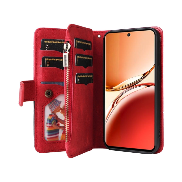 Dual-color 9 Card Slots Zipper Wallet Leather Phone Case